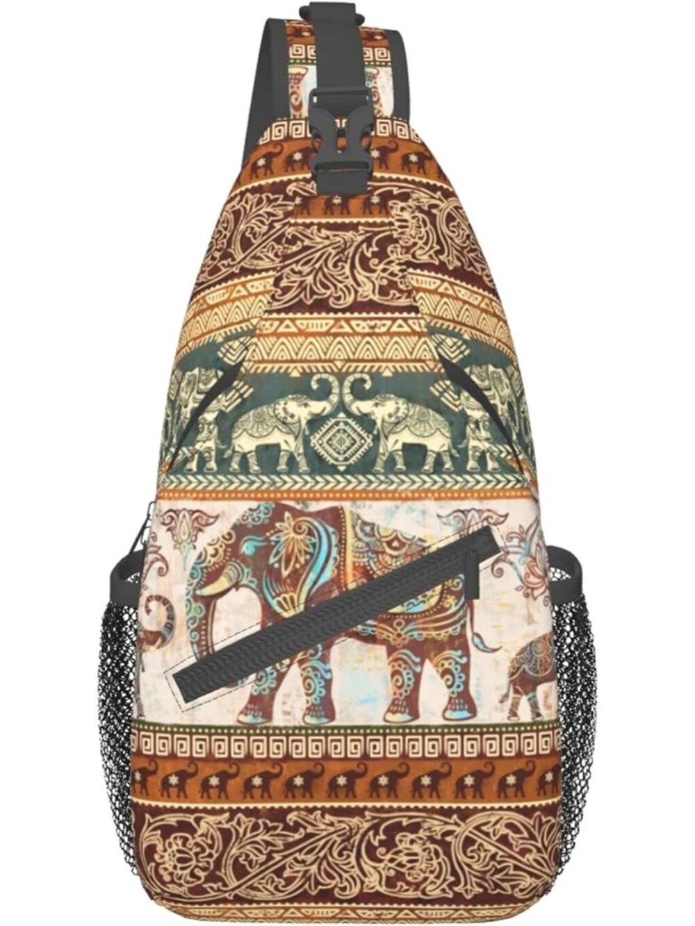 Unisex Brown Tan Butterfly Sling Backpack Hiking Chest Shoulder Crossbody Bag